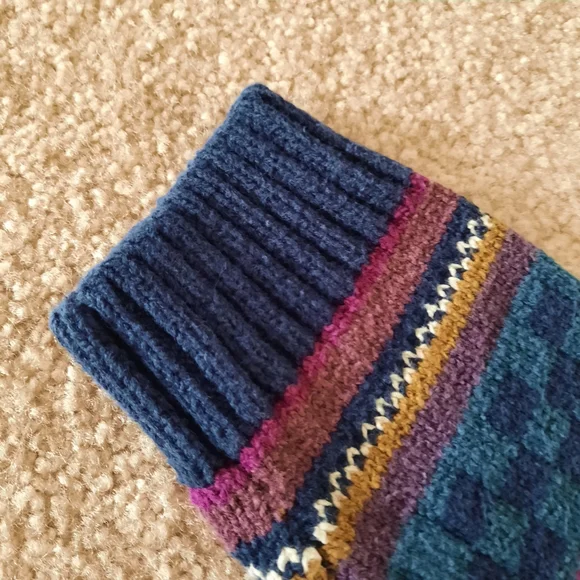 L.L. Bean Multicolor Stripe V-Neck Cardigan - Navy, Teal, Burgundy, Gold - Picture 4 of 9